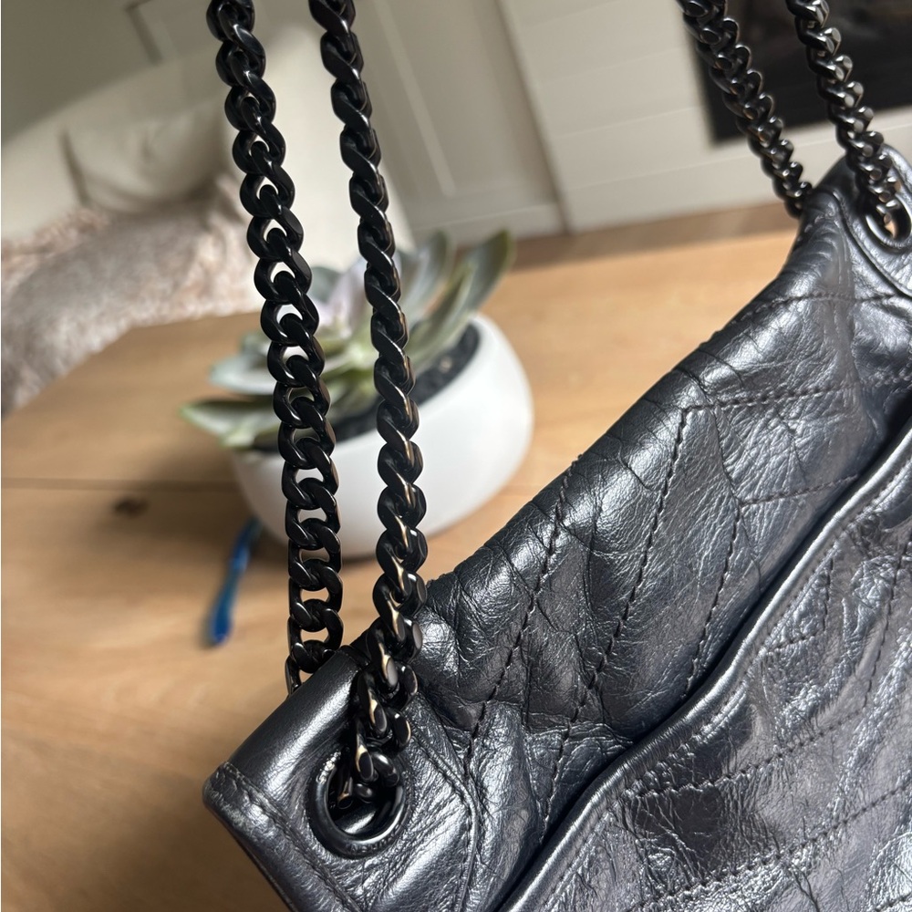 Saint Laurent Black Leather Quilted Chain Shoulder Bag - Picture 4 of 5